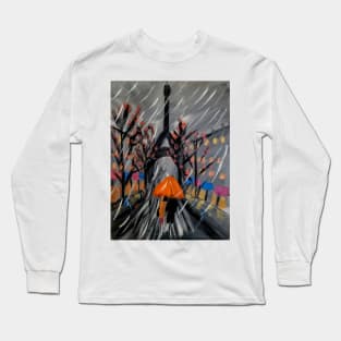 Couple window shopping in Paris in the rain Long Sleeve T-Shirt